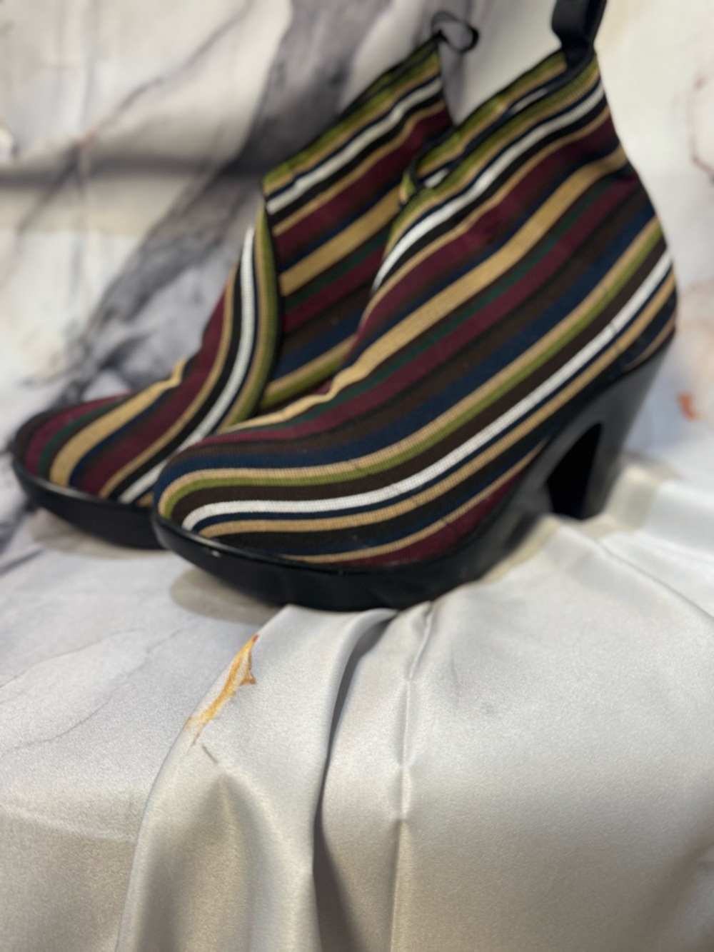 Striped Multicolor Ankle Boots - Women